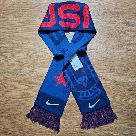 Nike Team USA Knit Scarf Unisex Blue Red White Eagle Star Logos Brand New - Picture 8 of 8